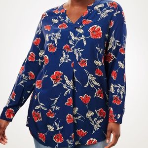 NWT 18/20 Blue & Red Floral tunic long sleeve